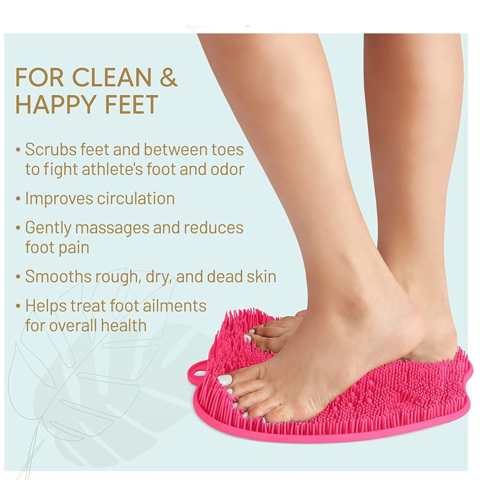 Pink Shower Foot Scrubber For Easy Foot Washing, Foot Massager Improves Circulation For Soothing Aching Feet (Pink)