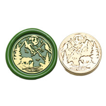 Animal Series Sealing Waxed Stamp for Card Brass-bear family