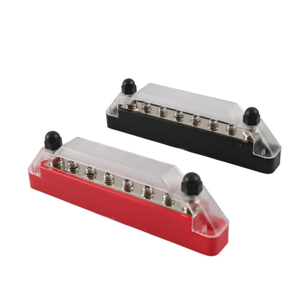 6Way Terminal Block With Cover (6*M4) For Motorhome Yacht Rv Busbar 48V 150A Marine Accessories And Pair L Red/Black 9426802354232