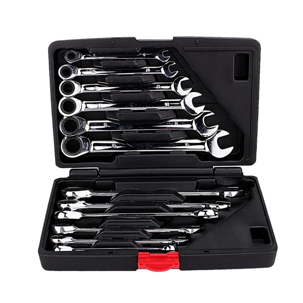 Flexible Head Ratcheting Combination Wrench Set 819Mm Chrome Vanadium With Case 9412369245724