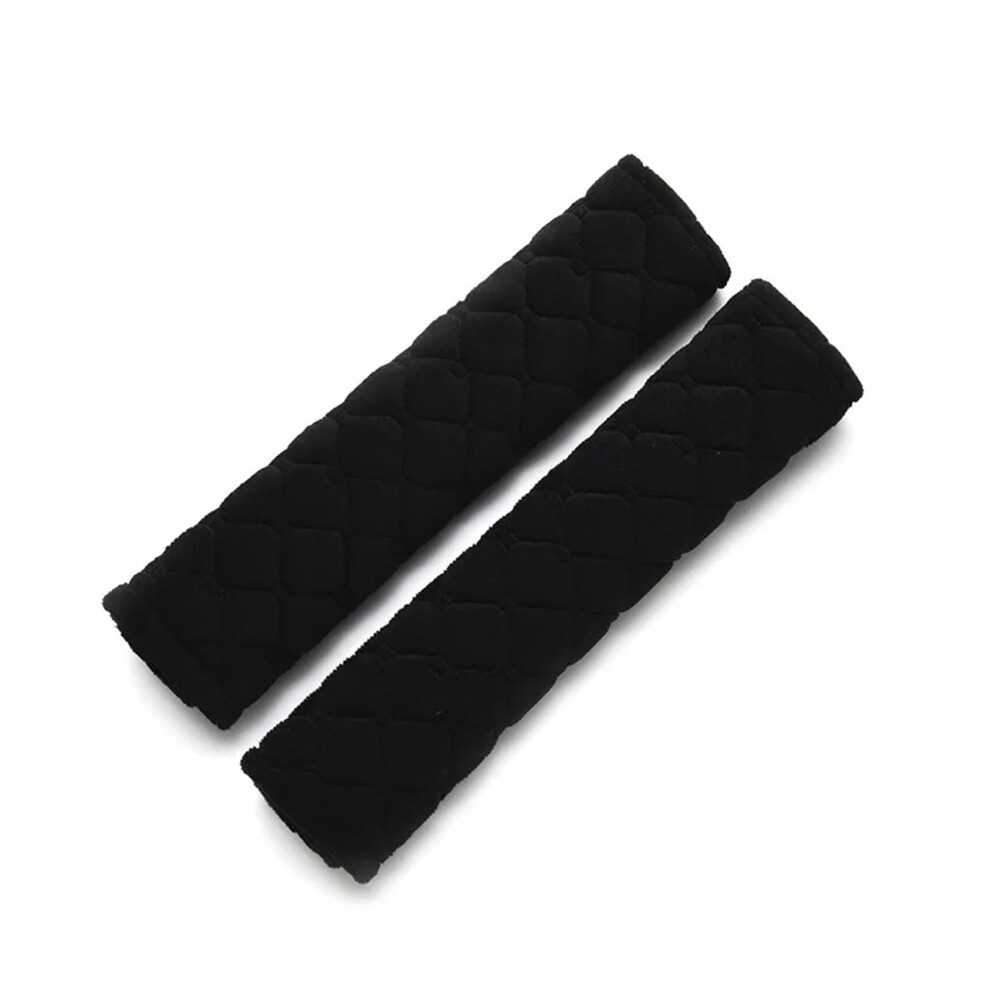 2Pcs Plush Car Seat Belt Cover Soft Shoulder Pad Universal Fit Strap Protector Black 9412369245977