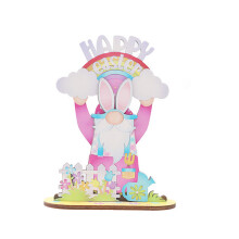 Spring Wood Rabbit Ornament Desk Decoration Ornaments-rainbow