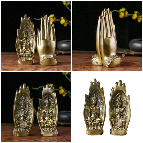 Figurines décoratives à main de bouddhas jumeaux pour-Or 1