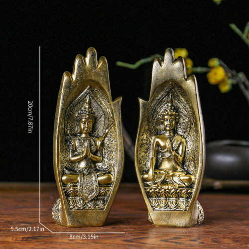 Figurines décoratives à main de bouddhas jumeaux pour-Or 2