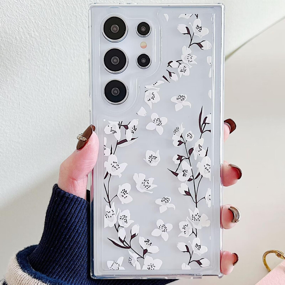 Miagon Flower Case For Samsung Galaxy S23 Plus, Clear Tpu With Flower White 9412369246646