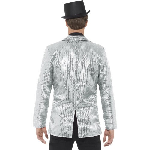Smiffy's (L, Silver) Smiffys Mens Sequins Costume Jacket 1