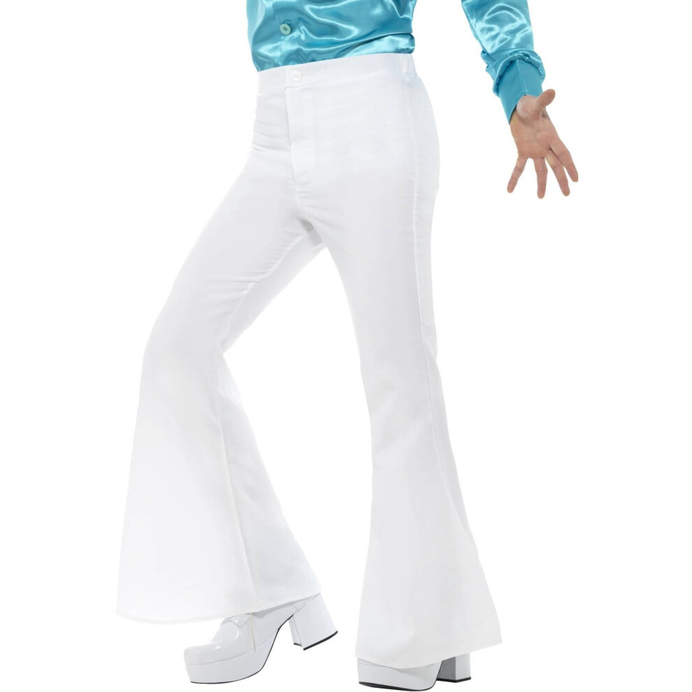 New Smiffy's Men's (M, ) Flared Costume Trousers White