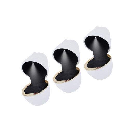 Boîte à bagues élégante avec lumière LED, 3 pièces, pour-Blanc