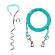 Dog Tie Out Stake with Cable for Large Dogs, Heavy Duty Outdoor Pet Anchor for Yard and Camping