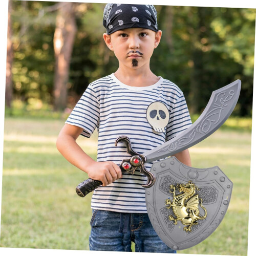 Knight Shield Toy for Children Play Cosplay Protective ABS Silver 1