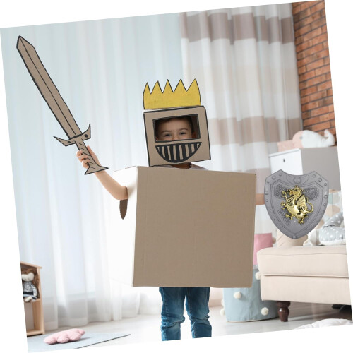 Knight Shield Toy for Children Play Cosplay Protective ABS Silver 2