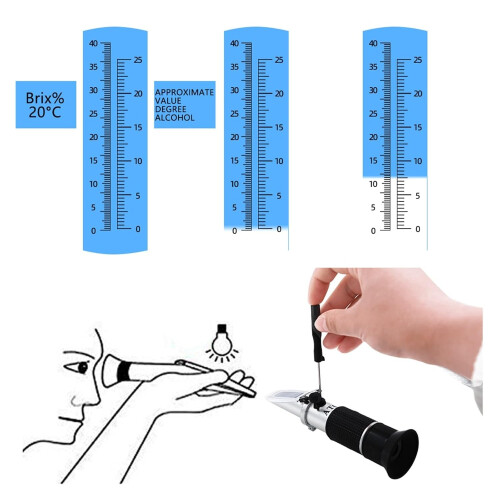 Refractometer, ATC Sugar Refractometer 040% Brix 025% Alcohol Meter Ref: 6116 1