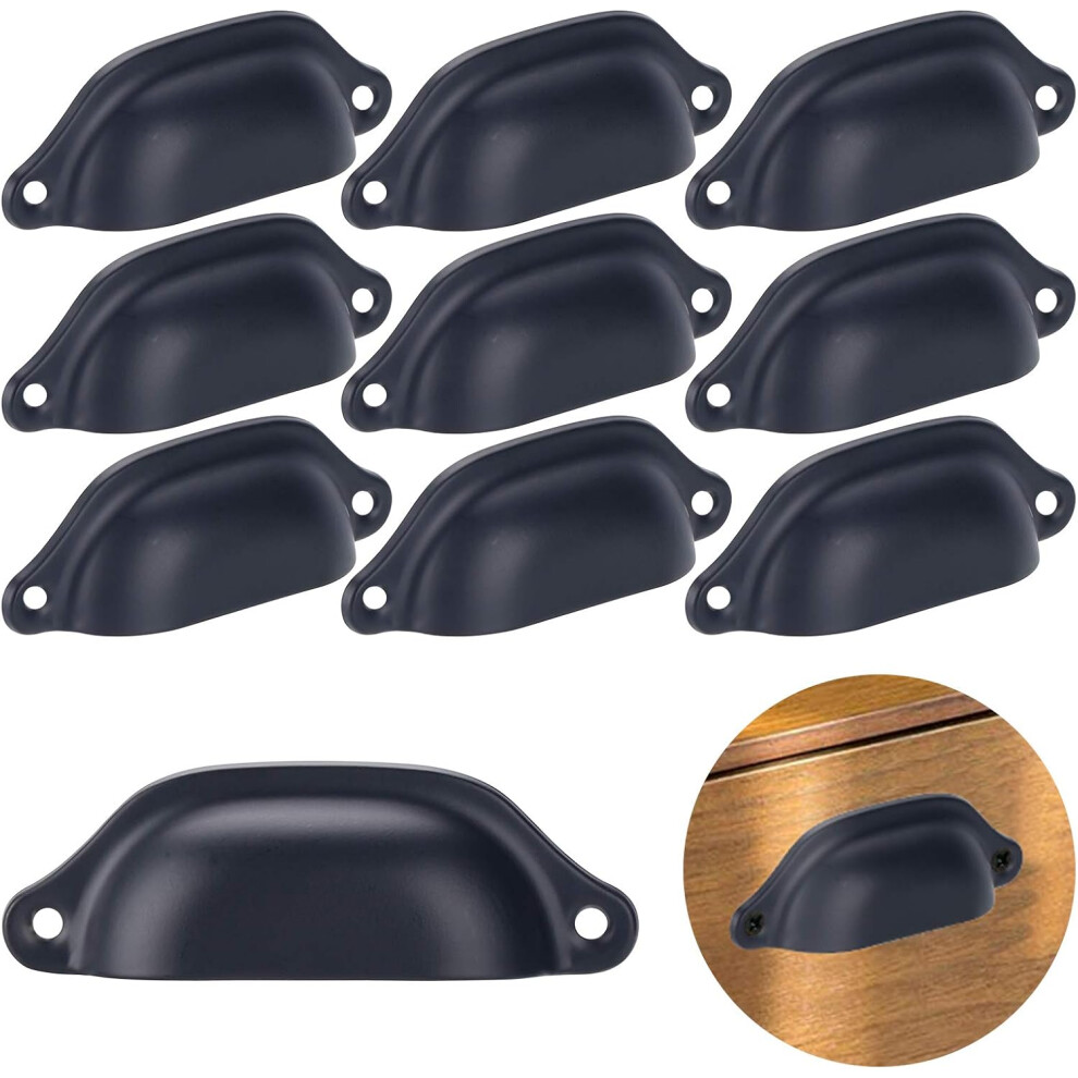 Cabinet Hardware Set, Vintage Black Cast Iron Cup Drawer Pulls, Antique Authenticity Powder Coat Finish Easy & Quick Installation For Kitchen, Wardrob 9775230808047