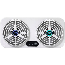Car Exhaust Fan, Universal Dual Head Car Cooling Fan Window Radiator with USB Wire for Car, RV, Truck, Office (Compact, White)