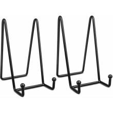 Sorte jernstaffelier4Display, dekorativ tallerkenholder med moderigtigt og praktisk design, løftende indretning med pladsbesparende trekantet