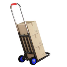 Heavy Duty Portable Utility Cart with Rubber Wheels, Foldable Hand Truck for Moving Shopping and Travel, Adjustable Handle Foldable Dolly with Noisele