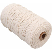 Natural Cotton Cord for Macrame Projects, Twisted Macrame Yarn 3mm Natural Unbleached Cotton Rope for DIY Craft Wall Hangings Plant Hangers, Soft Craf