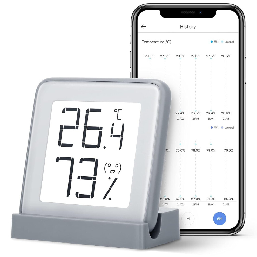 Climate Guardian, Smart Hygrometer Thermometer Featuring Precise Swiss Sensor, Magnetic Attraction, Indoor Temperature Humidity Monitor With App