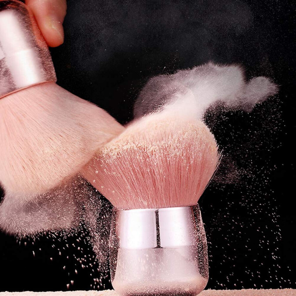 Pink Gradient Duster, Ergonomic Handle For Soft Kabuki Brush That Doubles As A Nail Powder Removal And Cosmetic Dust Collector, Featuring Synthetic