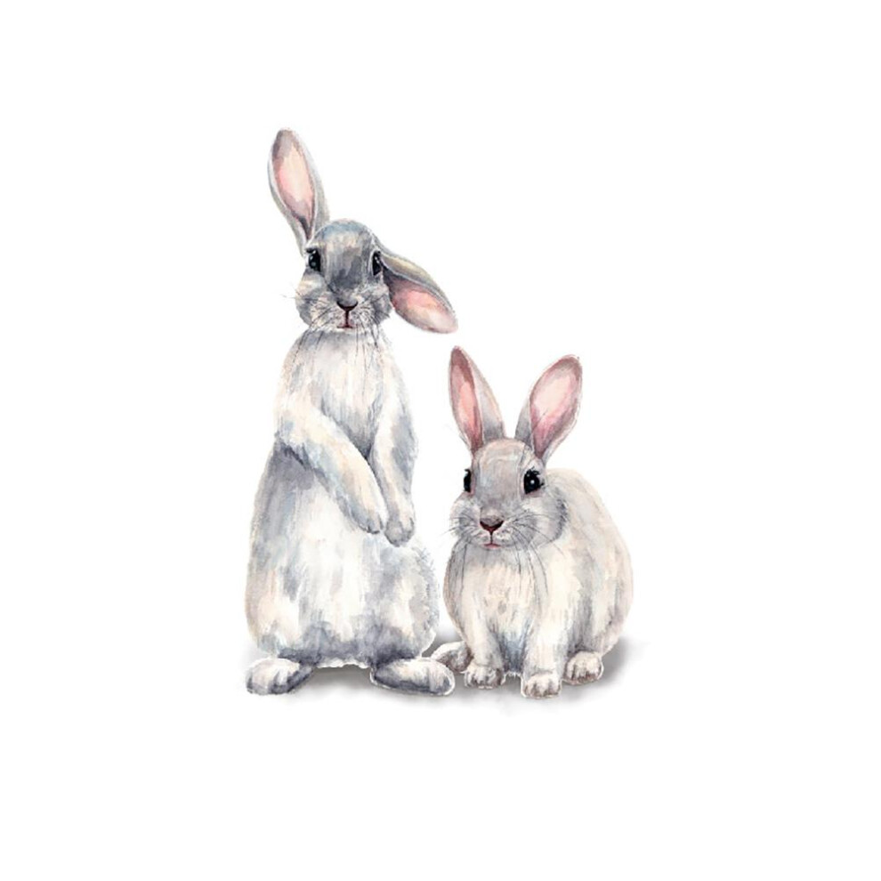 Removable Bunny Decor with Lifelike Lovely Cute Two Bunnies Rabbits Animal Theme, Waterproof Wall Decals for Kids Spaces, Peel and Stick Cartoon