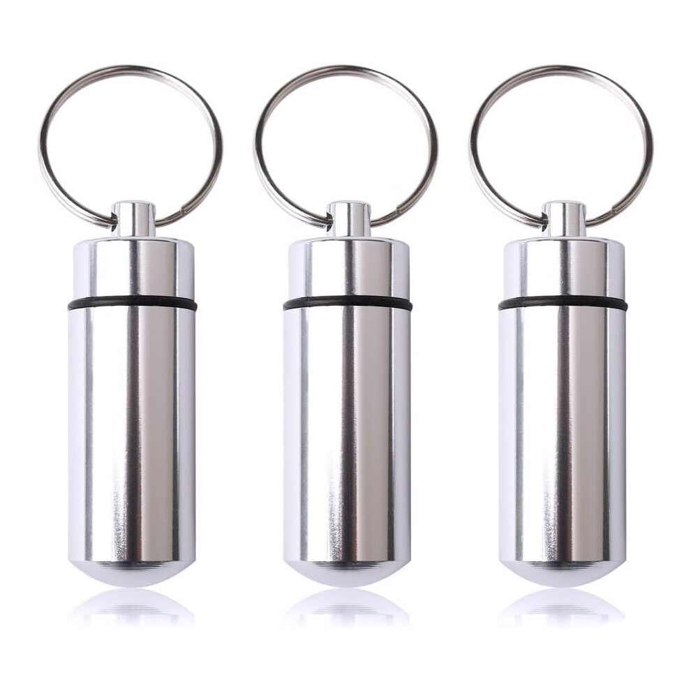 Portable Pill Box Keychain, Aluminium Alloy Mini Pill Organizer Case Container for Purse, Protective Pills Container with Airtight Watertight Seal