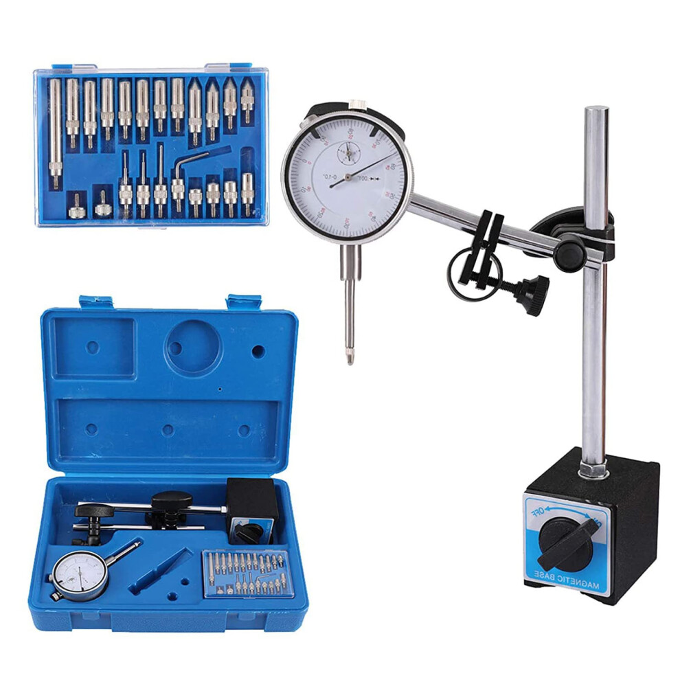 Dial Indicator With Magnetic Base Stand, Flexible Arm For Precision Measurement, Red Or Blue 9199774015424