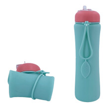 Collapsible Silicone Water Bottle LeakProof Lid Lightweight Foldable Design for Hiking Girls