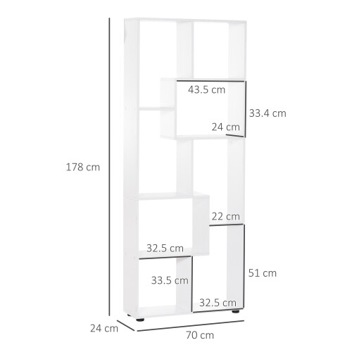 Homcom HOMCOM Multipurpose 8-Grid Bookshelf Decorative Shelf, Bathroom, Kitchen White 2
