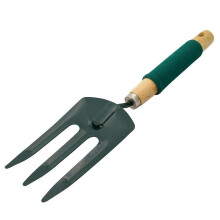 Garden Hand Fork Set of 2, Hardened Carbon Steel with Ergonomic Wooden Handle for Planting and Digging