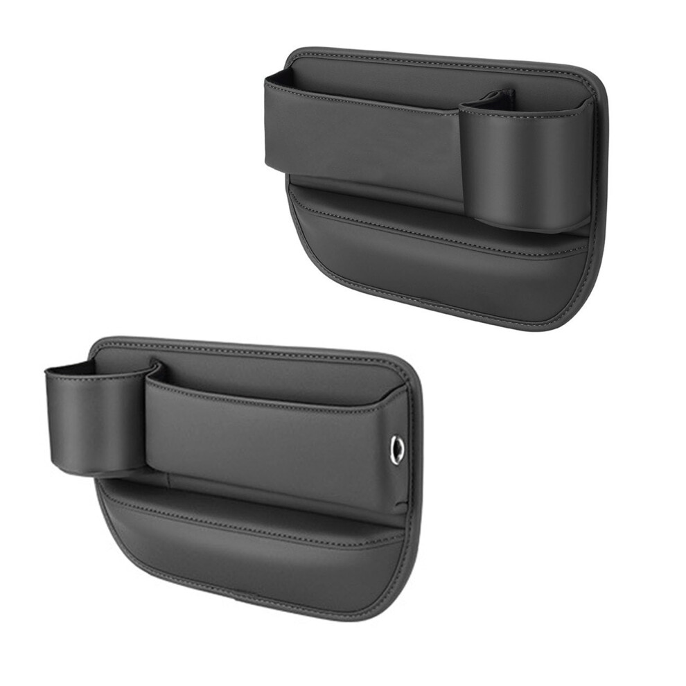 2 Pack Car Seat Gap Filler With Cup Holders And Usb Charging Port, Universal For Driver Passenger, Black 9365049004459