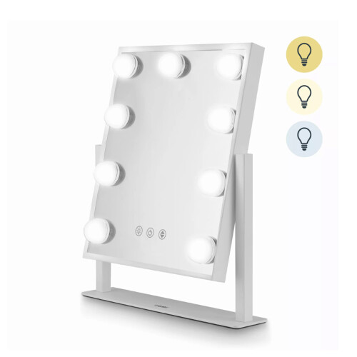 Carmen Vanity Mirror Hollywood 9 Bulb White LED Lights Touch Control USB Type-C