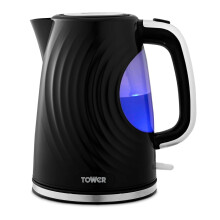 Tower T10083BLK Sonar Textured Kettle with Large Viewing Window & Blue Light, 360 Degree Base, 3000W, 1.7L, Black