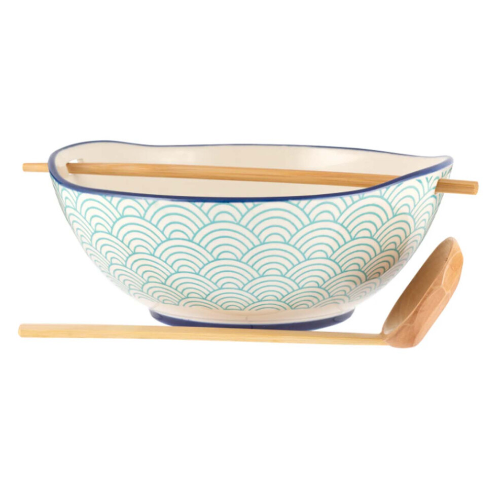 Typhoon Noodle Soup Bowl With Chopstick & Ladle Spoon Ramen Udon Rice Bowl 800Ml 3Pc Set
