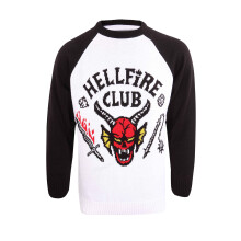 (L, White) Stranger Things Christmas Jumper Hellfire Club new Official Unisex Ugly Sweater