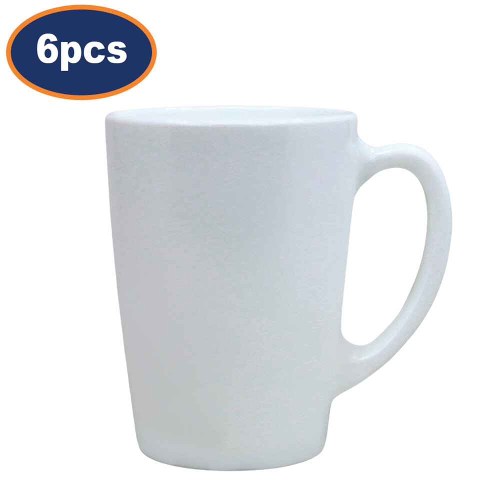 Luminarc Coffee Mug Opal Glass 320Ml Tea Cup Hot Drinks New Morning 6Pcs White