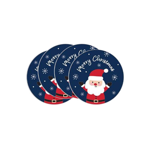 Round Christmas Placemats & Coasters Set 8Pcs MDF Cork Backing Table Protector 2