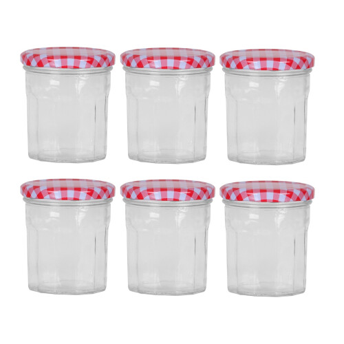 Set Of 6 Glass Storage Jar 300ml With Lid