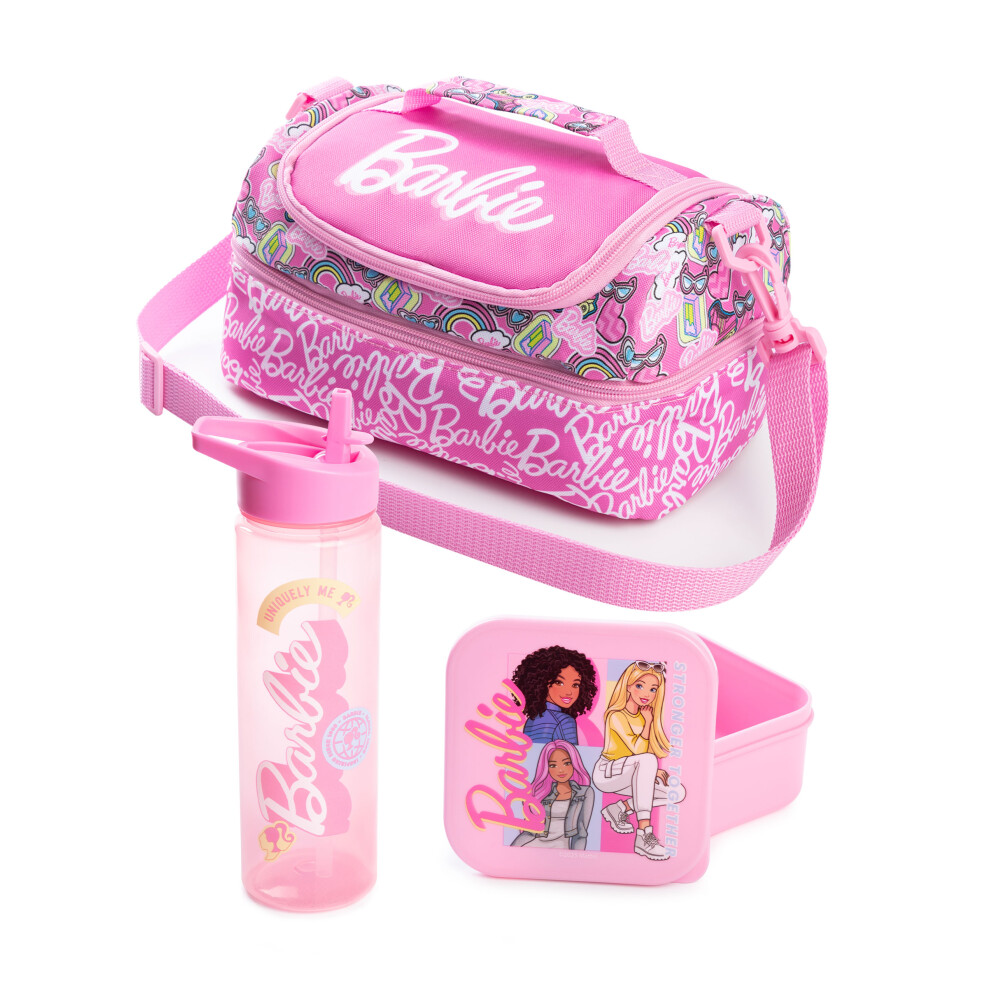 Barbie Lunch Bag Bottle And Snack Pot (Girls ) Pink