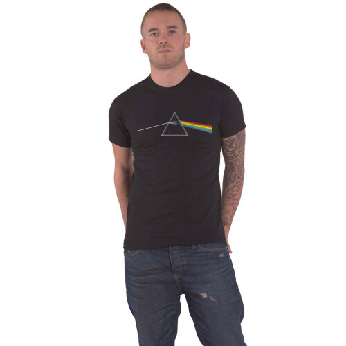 (L) Pink Floyd T Shirt Dark Side of the Moon Album Band Logo Official Mens Black