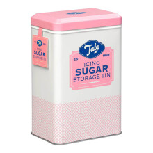 Tala Originals Icing Sugar Storage Tin, Metal, Pink and Cream Nostalgic Design, Holds a Full Bag