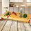 Wooden Cutting Chopping Board Rectangle With Legs Service Tray Hob Protector 3