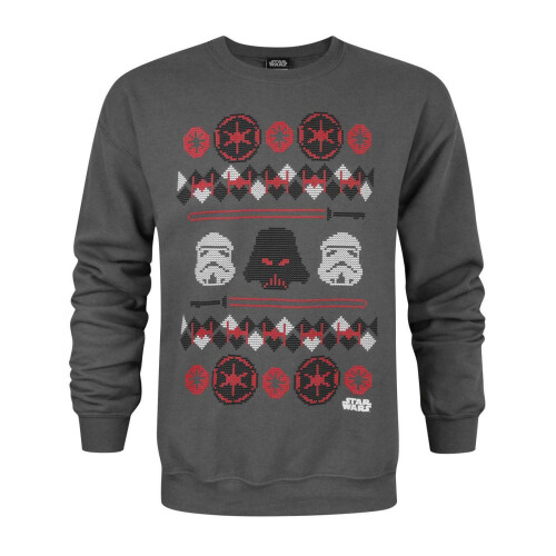 Star Wars (Medium) Star Wars Christmas Jumper (Mens Grey)