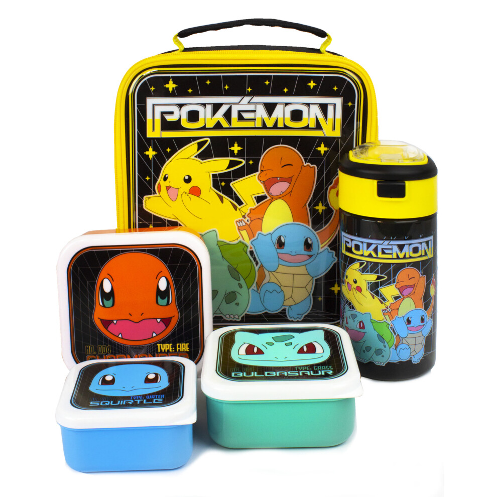 Pokémon Pokemon Lunch Bag Bottle And 3 Snack Pot (Boys Black)