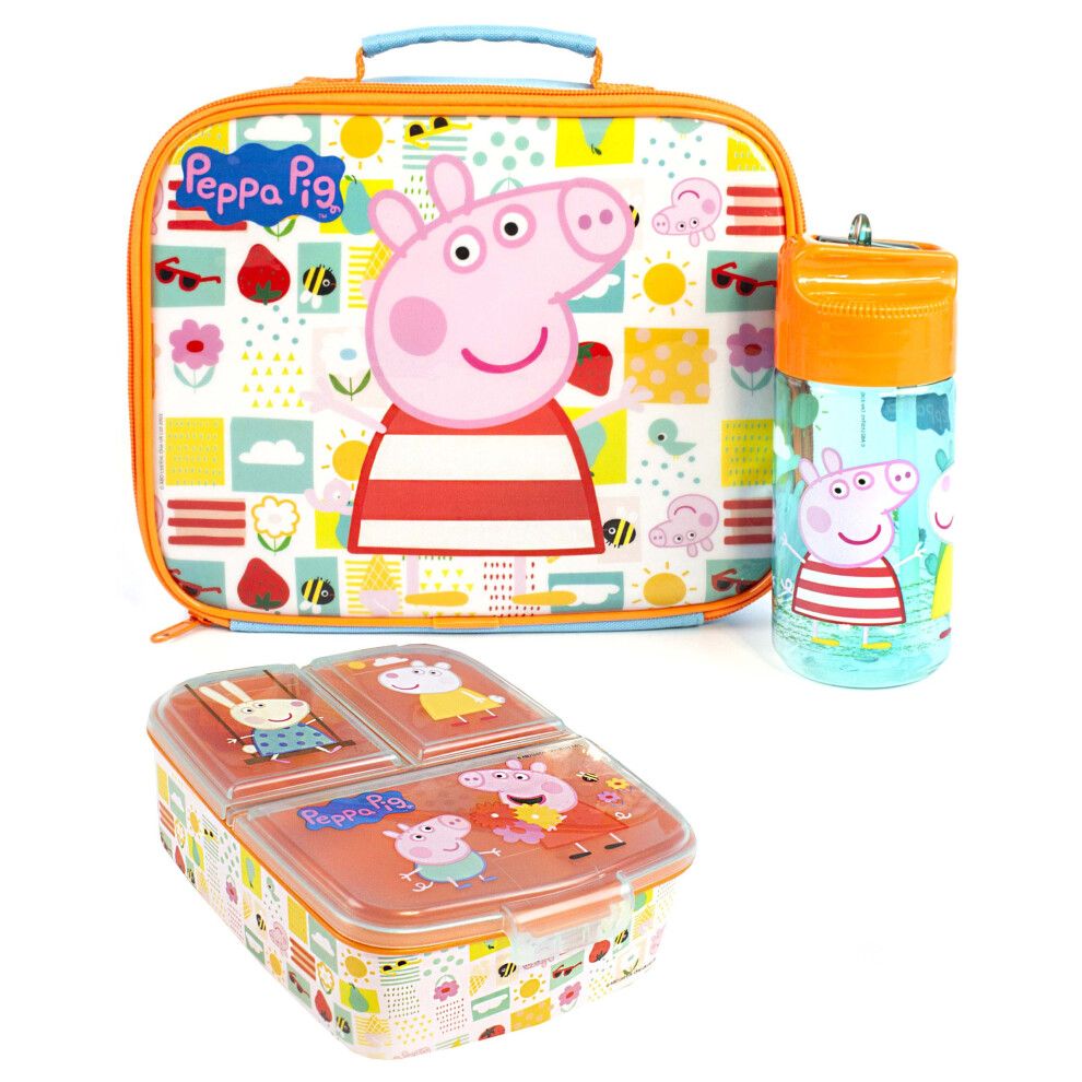 Peppa Pig Lunch Bag Bottle And Snack Pot (Girls ) Blue