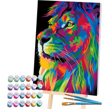 SPLAT PLANET Lion Painting by Numbers Framed, Fluorescent Neon Paint,Colouring by Numbers,Painting for Wall Art,Paint by Number Kits On Canvas,Pa