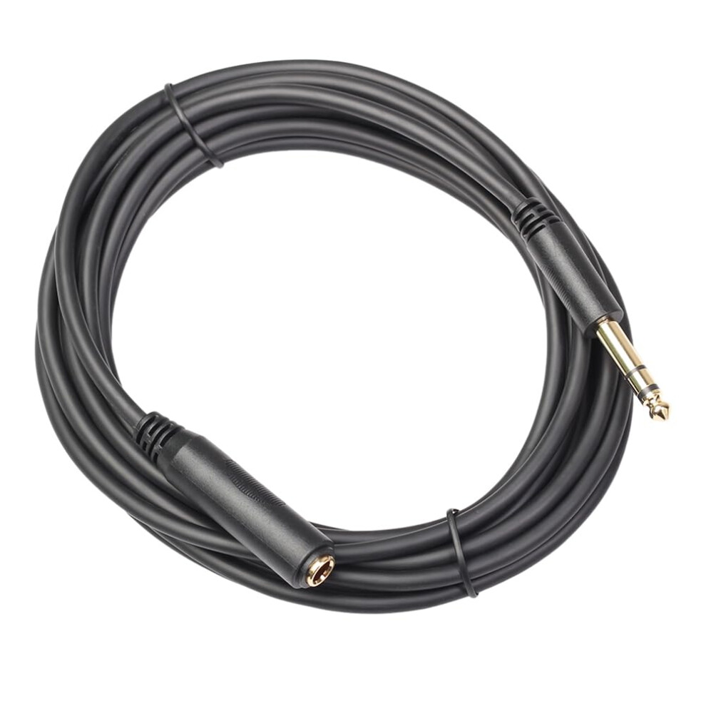 6.35Mm Headphone Extension Cable Goldplated Trs Stereo Cord Male To Female 180Cm Black 9382693324078