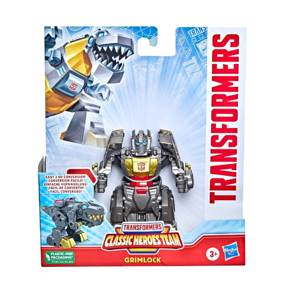 Transformers Classic Heroes Team Grimlock Converting Toy, 4.5-Inch Action Figure, For Kids Ages 3 And Up