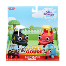 Little Tikes Let's Go Cozy Coupe - 2 Mini Colour Change Vehicles For Tabletop & Floor Push Play - Includes 2 Cars & Colour Change Effects - Suitable