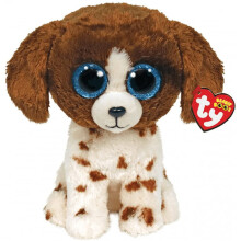 TY 2007517 Muddles Brauner & Weißer Hund Beanie Boo Plüschtier, Mehrfarbig, 15 cm
