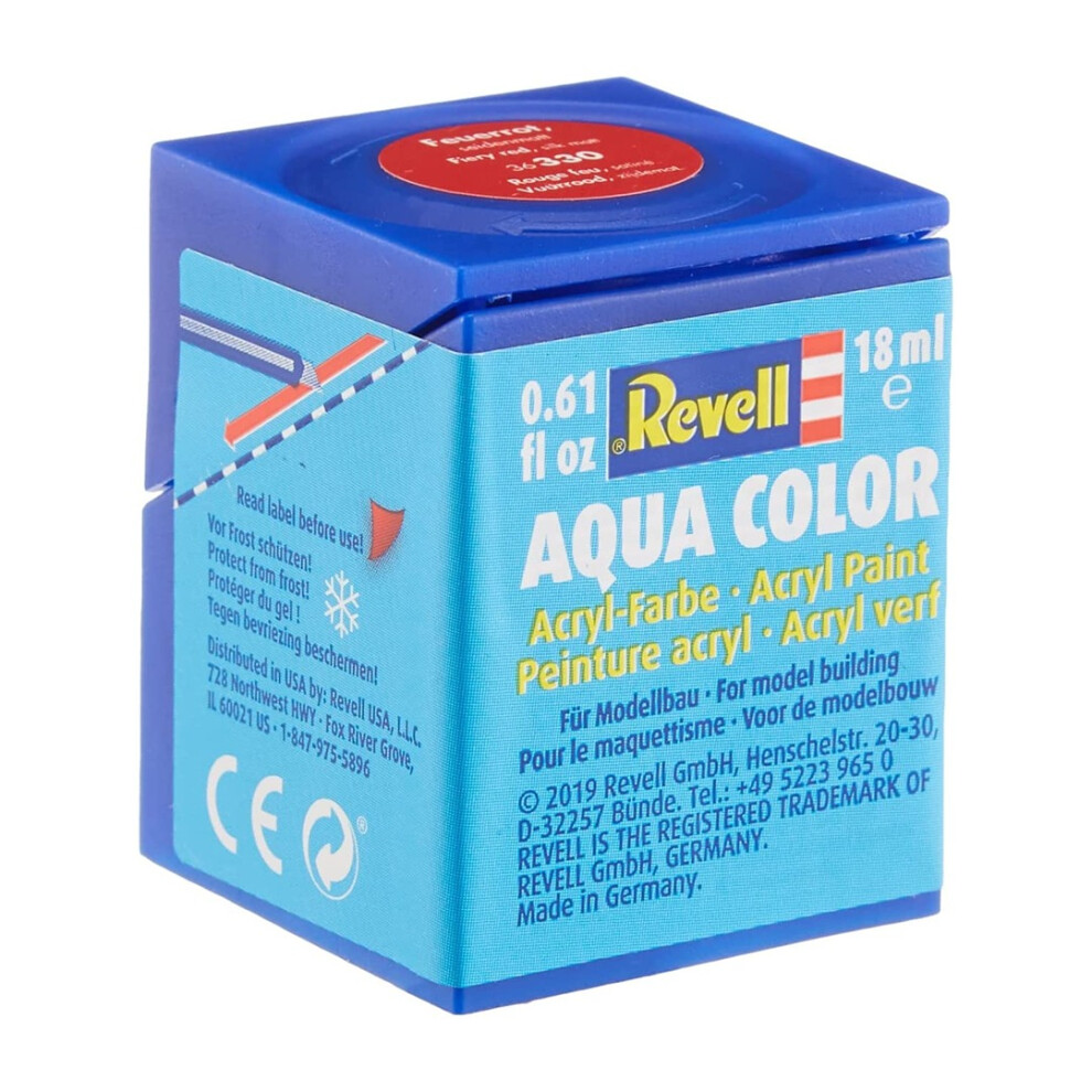 Revell Aqua Color Acrylic Paint. No. 330 Fiery Red Silk Matt - 18ml Model -  revell acrylic aqua 18ml color 330 fiery red silk model paints matt